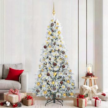 ARDEBO.de - Künstlicher klappbarer Weihnachtsbaum Weiß 210 cm PE und PVC