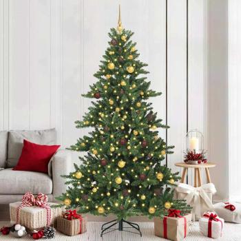 ARDEBO.de - Künstlicher klappbarer Weihnachtsbaum Grün 210 cm PVC und Stahl