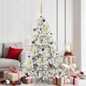 ARDEBO.de - Künstlicher klappbarer Weihnachtsbaum Weiß 180 cm PVC und Stahl