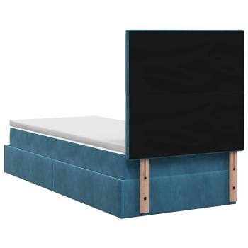 Ottoman-Bett mit Matratze und LED Dunkelblau 90 x 200 cm Samt