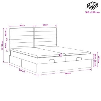 Ottoman-Bett mit Matratze und LED Schwarz 180 x 200 cm Stoff