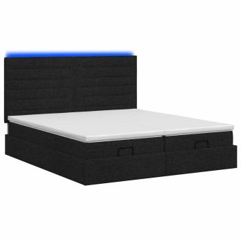Ottoman-Bett mit Matratze und LED Schwarz 180 x 200 cm Stoff