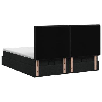 Ottoman-Bett mit Matratze und LED Schwarz 180 x 200 cm Stoff