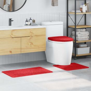 ARDEBO.de - Anti-Rutsch Badematten-Set 3 stk. Rot 50 x 80 cm PP