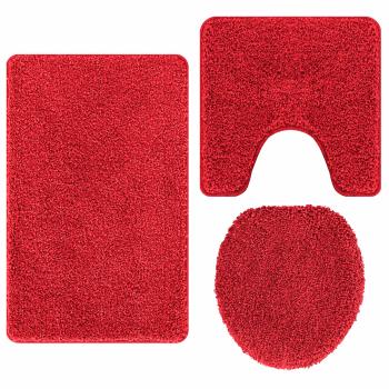 Anti-Rutsch Badematten-Set 3 stk. Rot 50 x 80 cm PP