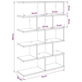 Wandregal Schwarze Eiche 70 x 20 x 100 cm Holzwerkstoff