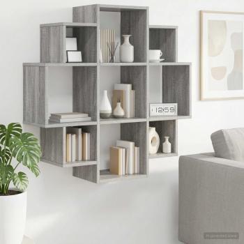 ARDEBO.de - Wandregal Sonoma-Grau 90 x 25 x 90 cm Holzwerkstoff