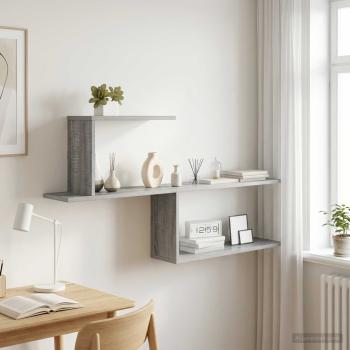 ARDEBO.de - Wandregal Sonoma-Grau 122 x 18 x 60 cm Holzwerkstoff