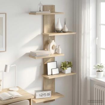 ARDEBO.de - Wandregal Sonoma-Eiche 48,5 x 15 x 101 cm Holzwerkstoff