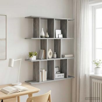 ARDEBO.de - Wandregal Sonoma-Grau 80 x 20 x 96 cm Holzwerkstoff