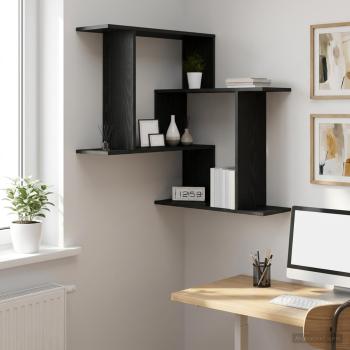 ARDEBO.de - Wandregal Schwarze Eiche 67 x 67 x 87 cm Holzwerkstoff