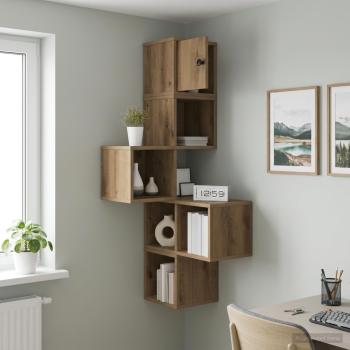 ARDEBO.de - Wand-Eckregal Artisan-Eiche 48 x 48 x 120 cm Holzwerkstoff