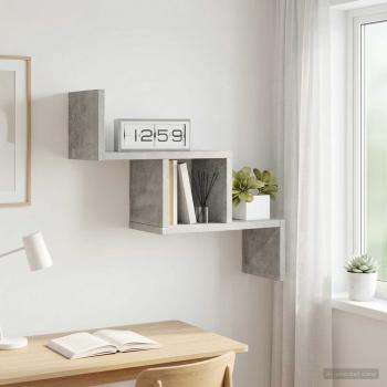 ARDEBO.de - Wandregal Betongrau 48 x 15 x 42 cm Holzwerkstoff