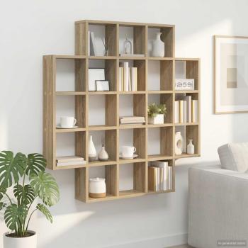 ARDEBO.de - Wandregal Sonoma-Eiche 100 x 13 x 100 cm Holzwerkstoff