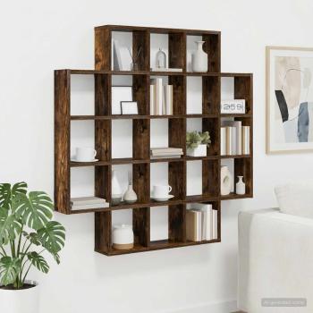 ARDEBO.de - Wandregal Raucheiche 100 x 13 x 100 cm Holzwerkstoff