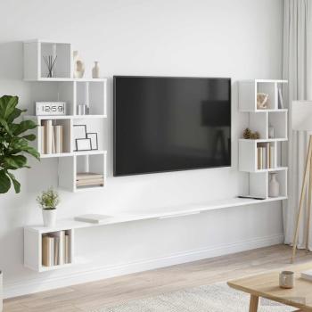 ARDEBO.de - Wandmontiertes TV-Regal Weiß 160 x 15 x 94 cm Holzwerkstoff