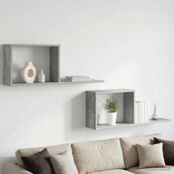 ARDEBO.de - Schweberegale 2 Stk. Betongrau 80 x 15 x 30 cm Holzwerkstoff