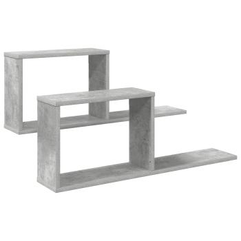 Schweberegale 2 Stk. Betongrau 80 x 15 x 30 cm Holzwerkstoff