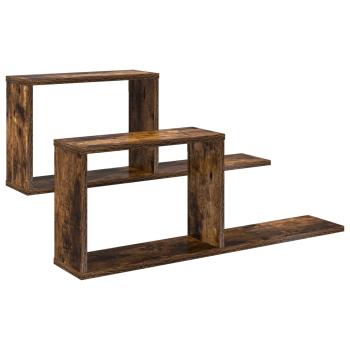 Schweberegale 2 Stk. Raucheiche 80 x 15 x 30 cm Holzwerkstoff