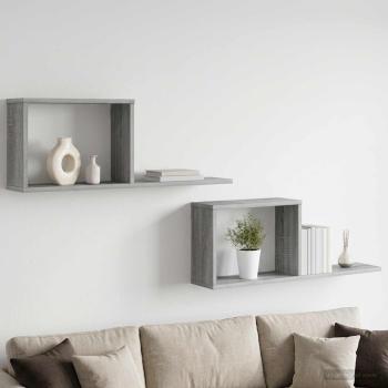 ARDEBO.de - Schweberegale 2 stk. Sonoma-Grau 80 x 15 x 30 cm Holzwerkstoff