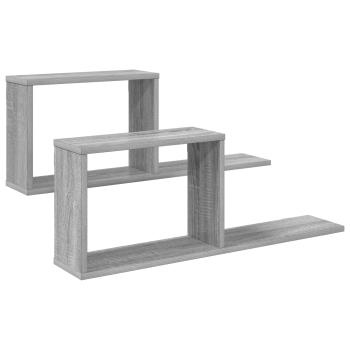 Schweberegale 2 stk. Sonoma-Grau 80 x 15 x 30 cm Holzwerkstoff