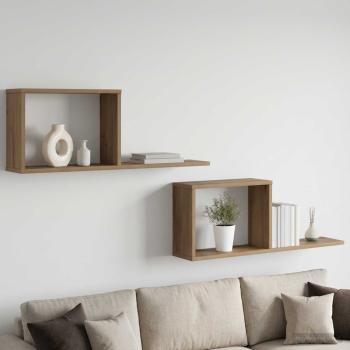 ARDEBO.de - Schweberegale 2 Stk. Artisan-Eiche 80 x 15 x 30 cm