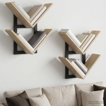 ARDEBO.de - Wandregal 2 Stk. Sonoma-Eiche 43 x 15 x 47 cm Holzwerkstoff