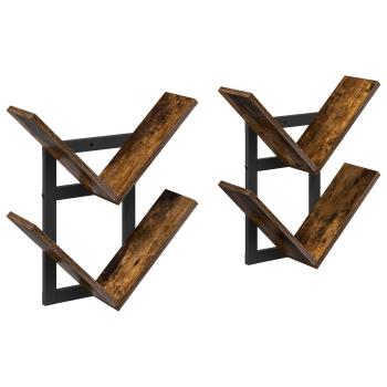 Wandregal 2 stk. Raucheiche 43 x 15 x 47 cm