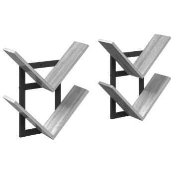 Wandregal 2 stk. Sonoma-Grau 43 x 15 x 47 cm Holzwerkstoff