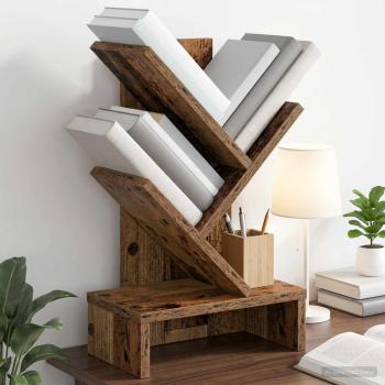 ARDEBO.de - Baumbücherregal 3-stöckig 30 x 18 x 48 cm Holzwerkstoff Altholz