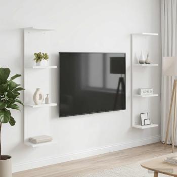 ARDEBO.de - Wandregal 2 Stk. Weiß 25 x 15 x 100 cm Holzwerkstoff