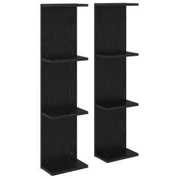 Wandregal 2 Stk. Schwarze Eiche 25 x 15 x 100 cm Holzwerkstoff