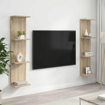 ARDEBO.de - Wandregal 2 Stk. Sonoma-Eiche 25 x 15 x 100 cm Holzwerkstoff