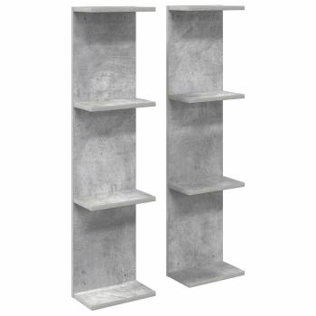 Wandregal 2 Stk. Betongrau 25 x 15 x 100 cm Holzwerkstoff