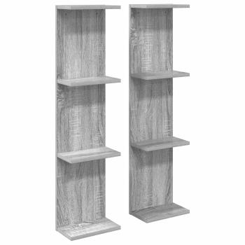 Wandregal 2 stk. Sonoma-Grau 25 x 15 x 100 cm Holzwerkstoff