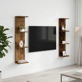 ARDEBO.de - Wandregal 2 stk. Altholz 25 x 15 x 100 cm Holzwerkstoff