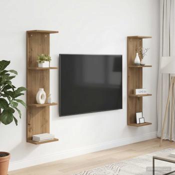 ARDEBO.de - Wandregal 2 stk. Artisan-Eiche 25 x 15 x 100 cm Holzwerkstoff