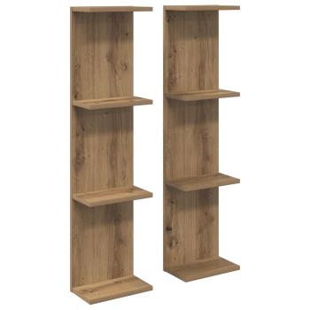 Wandregal 2 stk. Artisan-Eiche 25 x 15 x 100 cm Holzwerkstoff
