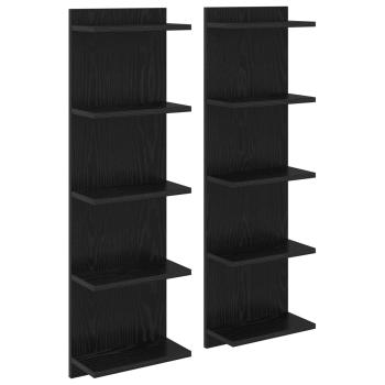 Wandregal 2 Stk. Schwarze Eiche 30 x 15 x 100 cm Holzwerkstoff