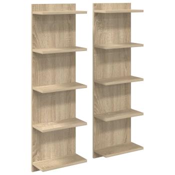 Wandregal 2 stk. Sonoma-Eiche 30 x 15 x 100 cm Holzwerkstoff