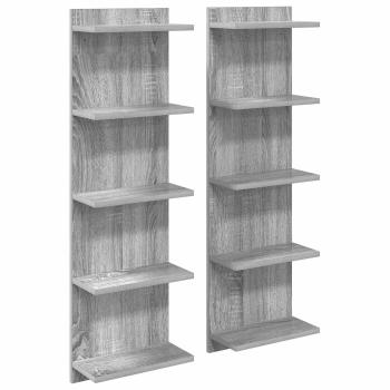 Wandregal 2 stk. Sonoma-Grau 30 x 15 x 100 cm Holzwerkstoff