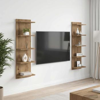 ARDEBO.de - Wandregal 2 stk. Artisan-Eiche 30 x 15 x 100 cm Holzwerkstoff