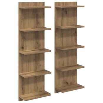 Wandregal 2 stk. Artisan-Eiche 30 x 15 x 100 cm Holzwerkstoff