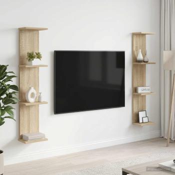 ARDEBO.de - Wandregal 2 Stk. Sonoma-Eiche 22 x 15 x 100 cm Holzwerkstoff