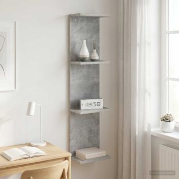 ARDEBO.de - Wandregal Betongrau 22 x 15 x 100 cm Holzwerkstoff