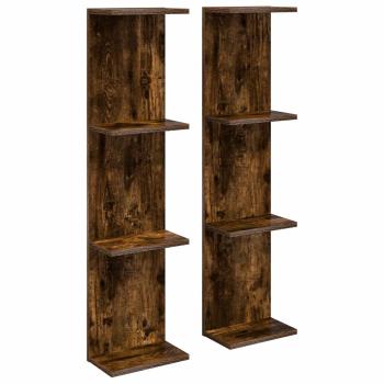 Wandregal 2 stk. Raucheiche 22 x 15 x 100 cm Holzwerkstoff