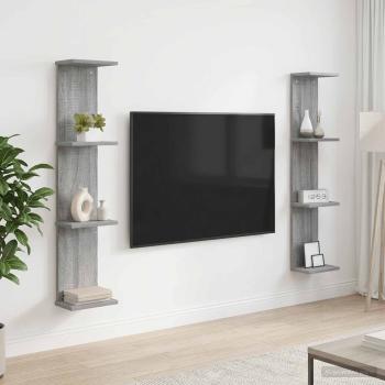 ARDEBO.de - Wandregal 2 stk. Sonoma-Grau 22 x 15 x 100 cm Holzwerkstoff