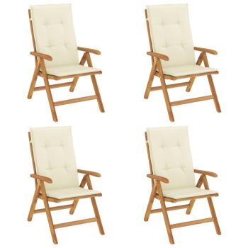 Verstellbare Klappst?hle mit Kissen, 4-teilig, Massivholz Teak
