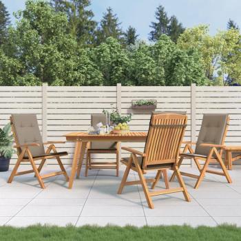 ARDEBO.de - Verstellbare Klappst?hle mit Kissen, 4-teilig, Massivholz Teak