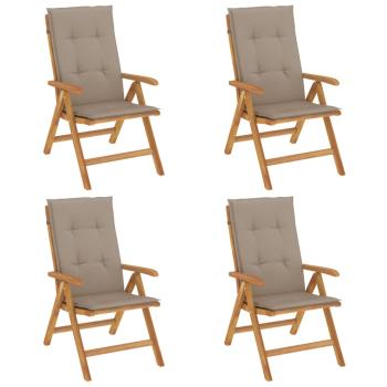 Verstellbare Klappst?hle mit Kissen, 4-teilig, Massivholz Teak